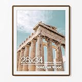 FLYJOE 28x34 Poster Frame | Solid Oak Wood 28x34 Picture Frame | 28 x 34 Picture Frame With Mat For 20x30 | Tempered Glass And Hanging Hardware Included | 28 by 34 Photo Frame, Walnut, 1 Pack
