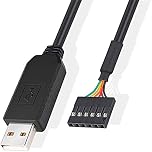 DTECH FTDI USB to TTL 3.3V Serial Adapter Debug Cable 0.1 inch Pitch Female Socket Header UART IC FT232RL Chip Windows 11 10 8 7 Linux Mac (1.8m)