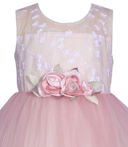 Bonnie Jean Girls 3M-16 Embroidered Lace Flower Waist Special Occasion Dress2