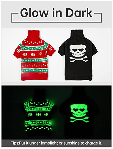 Furryilla Small Dog Sweater Dog Skeleton Costume With Glow In The Dark Pattern And Harness Hole, Turtleneck Ugly Christmas Sweater Coat Winter Sweater For Chihuahua Xxs Xs And Small Dogs Cat #TOP2