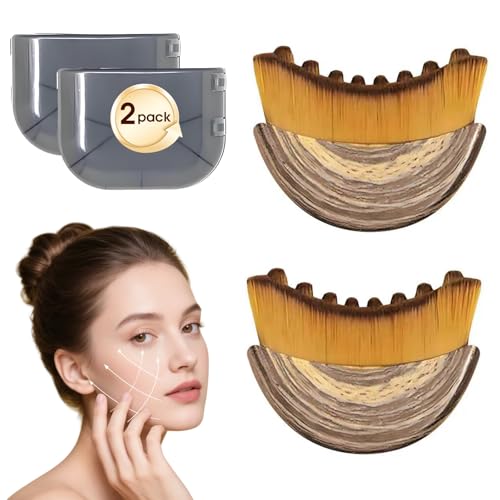 Only Romee 2 PCS Lymphatic Contour Face Brush, Ultra-Soft Facial Dry Brush for Lymphatic Drainage & Jawline Sculpting, Gentle Face Massager Tool for Puffiness Reduction, Skin & Glowing Complexion
