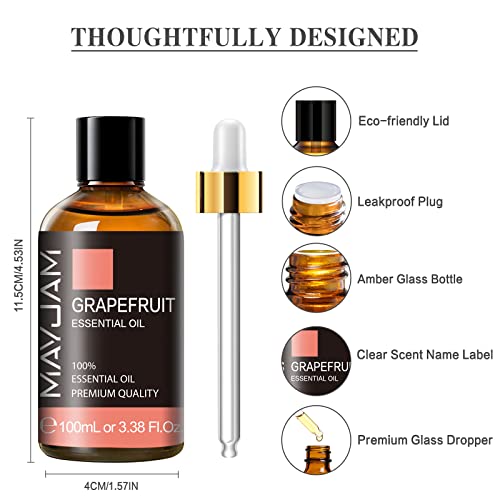 Grapefruit Essential Oil, Mayjam 100Ml Grapefruit Oil With Nice Box For Diffusers For Home, Aromatherapy, Soap Making, Candle Making, 3.38Fl.oz/Bottle #TOP5