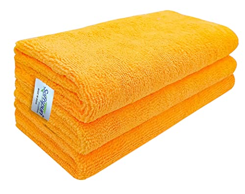 Image of SOFTSPUN Microfiber Cloth - 3 pcs 40x40 cms 340 GSM Orange Thick Lint & Streak-Free Multipurpose Cloths Automotive Microfibre Towels for Car Bike Cleaning Polishing Washing & Detailing.
