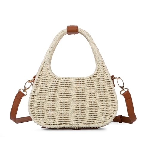 Emprier Summer Straw Crossbody Bags for Women Trendy Rattan Wicker Purses Summer Woven Vacation Handbags