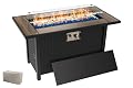 45 inch Gas Fire Pit Table, Patio Outdoor Propane Fire Pits with Removable Lid & Waterproof Cover, 50000 BTU with Lava Rock and Alumium Frame Tables for Patio Garden(Black)