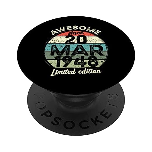 Camiseta de cumpleaños de 75 años, 20 de marzo de 1948, 75 cumpleaños PopSockets PopGrip Intercambiable