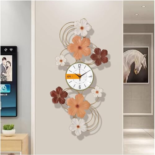 Horloge Murale Fleurs 3D Créative XJBTBA 33x77 cm en Quartz