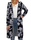 Zeagoo 2026 Long Women's Zip Up Y2K Hoodies Casual Long Sleeve Long Jackets With Pockets Tie Dye