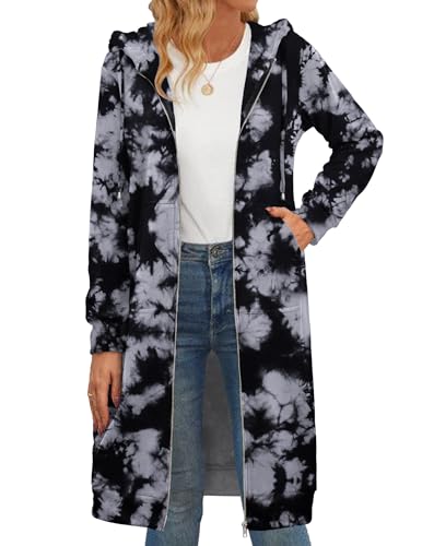 Zeagoo Women's Zip Up Hoodies Oversized Fleece Long Tunic Sweatshirts Casual Long Sleeve 2024 Fall Hoodie Jacket Coat
