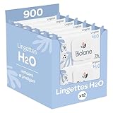 BIOLANE - Lingettes bébé à l'eau - 900 Lingettes - Lot de 12x75 - Nettoyage doux et efficace - Sans Rinçage - Dès la naissance