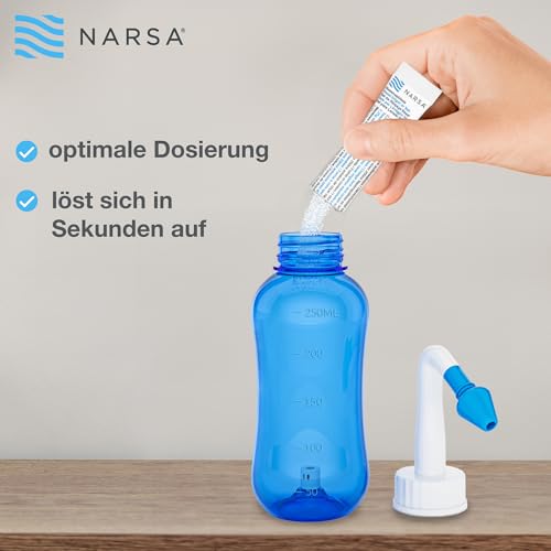 Nasendusche NARSA Set mit 30 Portionsbeuteln Nasenspülsalz und 3 Aufsätzen