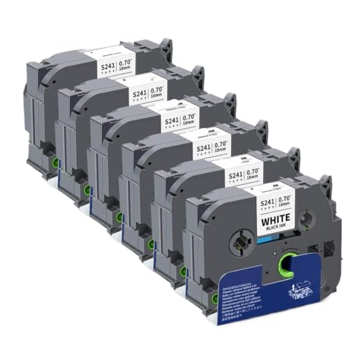 TZe-S241 18mm ���n�ɍ��̃A�N�����S�����x���e�[�v TZe ����� Tack �V���[�Y���x�����[�J�[�ƌ݊������� (6 �p�b�N�܂��� 10 �p�b�N)(6PK Black on White)