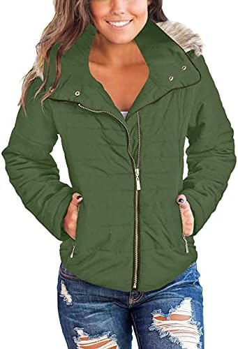 Vetinee Women's Jackets Women Jackets Casual Faux Fur Jacket Womens Zip Up Jacket Womens Warm Jacket Vineyard Green Size Medium Size 8 Size 10