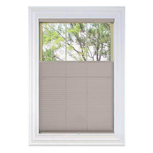 BlindsAvenue Cordless Top Down Bottom Up Cellular Honeycomb Shade, 9/16" Single Cell, Light Filtering, Sticks & Stones, Size: 24" W x 72" H