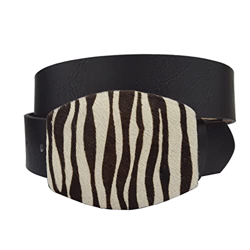 Western Zebra Printed Cow Hair Buckle Belt - Main Image