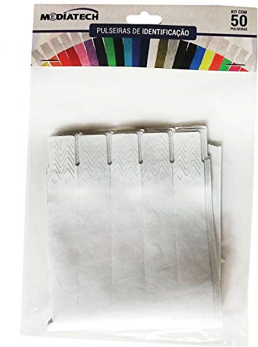 Tecnomidia 39225355, Pulseira Identificação, Branco, Multicolor, pacote de 50