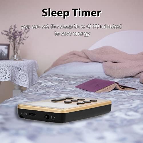 Retekess V112 Pocket Radio Headphones, Small Radio Portable, Walkman, Rechargeable Battery, Sleep Timer, LCD, Lock Switch, Outdoor, Camping, Sports (Gold)