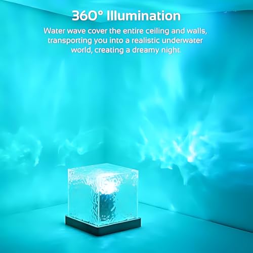 Image of Antorche Acrylic Romantic Ocean Wave Night Light Projector - 3D Water Wave LED Lamp with Remote Control for Bedroom Decor (Ocean Wave Projector)