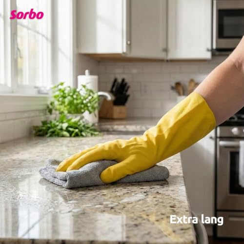 Sorbo Haushaltshandschuhe – Passgenauer Sitz, extra lange Stulpe, guter Grip, wiederverwendbare Reinigungshandschuhe aus strapazierfähigem Material, Größe XL