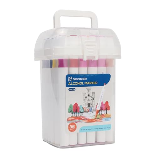 Image of Neomate Alcohol Markers Set | Double-Tipped Chisel & Fine Alcohol-Based Marker | 36 Vibrant Colors for Art, Illustration, and Coloring | Ergonomic Design for Comfortable Grip, Assorted