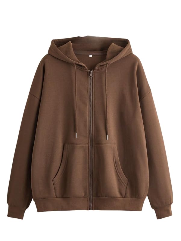 Image of Imsa Moda Women's Polycotton Fleece Plain Hooded Neck Full Zipper Winter Jacket Sweatshirts Casual Hoodie with Kangaroo Pocket