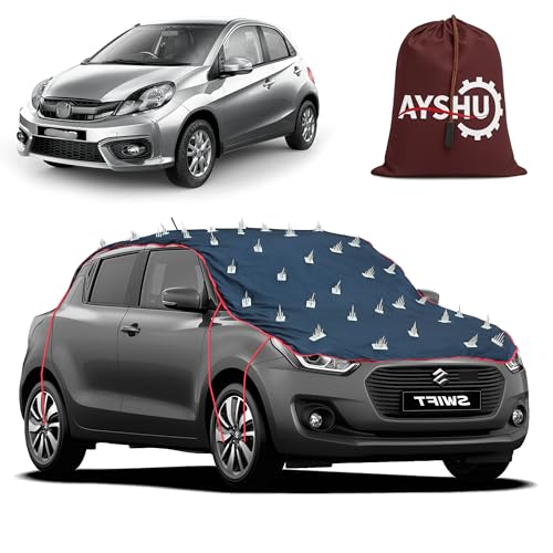 Image of AYSHU Water-Resistant Spike Car Cover for Honda Brio - Protects from Dogs, Monkeys, Dust, Sunlight & UV - Full Roof Universal Fit