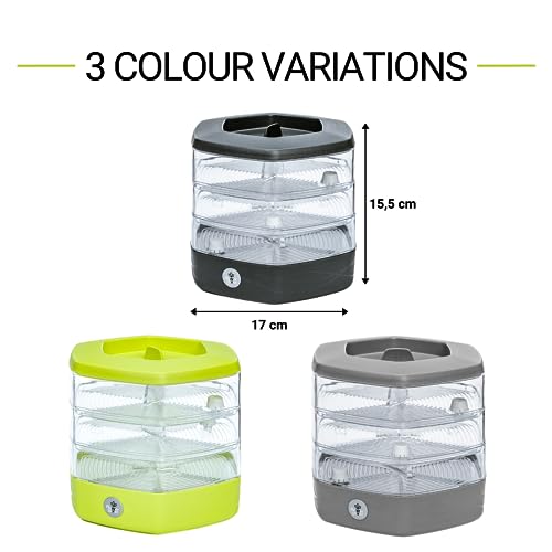 Keimschale Set mit 3 Etagen ø17 cm - Keimsprossenbox Set für Sprossen, Kressesamen, Microgreens - Sprossenturm mit 3 Kresse Anzuchtschalen - Design Kressesieb aus hochwertigem Kunststoff (Anthrazit)
