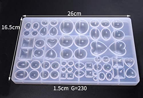 Silicone 3D Gem Diamond Molds, Ball Heart Square Oval Jewelry Molds Resin Molds for Craft DIY Cake Fondant Making Embed Mold Handcraft Casting Epoxy Mould Tools
