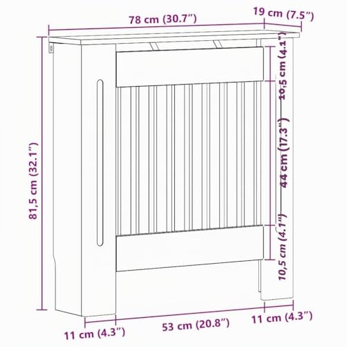 Miniatura 3 de Vidaxl Cubierta De Radiador Roble Artesanal 78 X 19 X 81,5 Cm, Cubierta Moderna Para Radiador Rectangular, Diseño Decorativo, Madera Segura, Ideal Para El Hogar