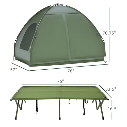 Outsunny 2-Person Tent Cot, 4-in-1 Elevated Camping Bed Combo with Air Mattress, Bed Cover, Foot Pump, Folding Off Ground Double Tent for Camping, Hiking, Backpacking - Image 7