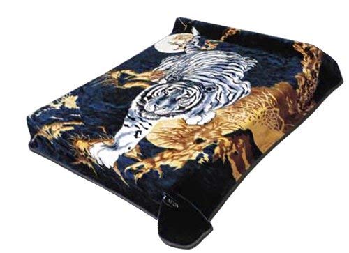 White Tiger Blanket I Korean Style Ultra Silky Soft Reversible Bed Comforter Bedspread Bedding Cobias I Heavy Thick Weight I Winter And Warm All Season Throw (King, 71 Tiger Blue) #TOP1