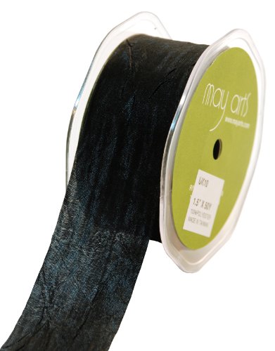 May Arts 1-1/2-Inch Wide Ribbon, Black Silky Crush
