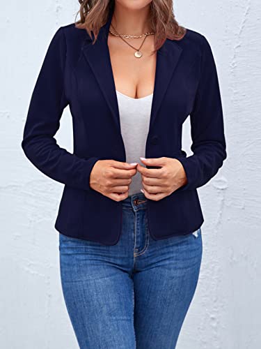 Mintlimit Blazers For Women Casual Long Sleeve Open Front Cardigan Work Office Blazers Jacket With Pockets (Navy - Large) #TOP5