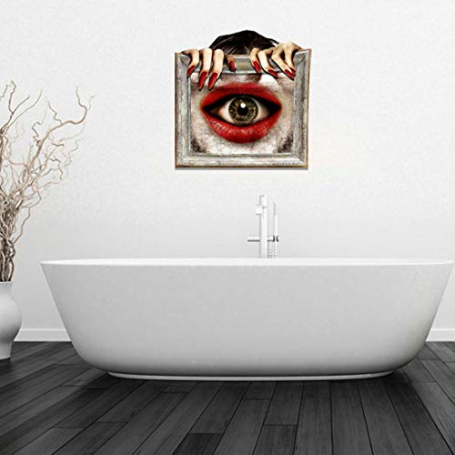 Sticker Mural Yeux et Bouche 3D Autocollant Amovible pour Salon 59x58 cm
