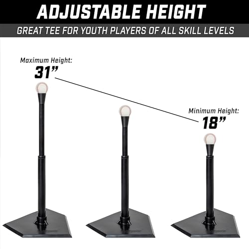 image for GoSports Jr. Baseball & Softball Batting Tee - Adjustable Rubber Hitti