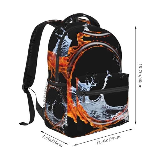 PHAYAH Water Fire Wheel Pattern Backpack 15.7" Simple Bag For Everyone With 1 Main Compartment, Front Utility Pocket2