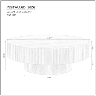 39" Round Coffee Table for Living Room, Mid Century Modern Coffee Table with Sturdy Pedestal, Circle Center Table Accent Tea Table for Apartment ASH