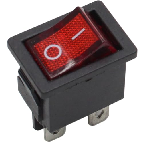 ISDVBUY 5 Pack Mini Rocker Switch, On-Off Power Switch Red Button 4 Pin Toggle Switch, LED Light Rockey Toggle for Electrical Projects Electricians