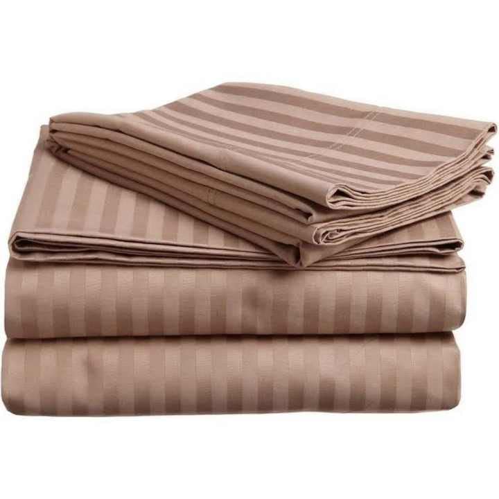 Lenzuolo Piano In Cotone Egiziano 400 Fili – King Size Beige Antimacchia – Morbido E Traspirante 260x274 Cm
