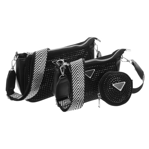 Grand paquet bandoulière femme tissu maille noir à paillettes grande capacité plage