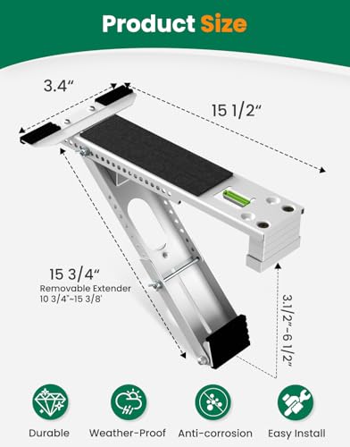 Image of AC Window Air Conditioner Bracket: Portable Anti-Slip Support Bracket Heavy Duty Up to 165 lbs - Safe Brackets Built-in Bubble Level for 5000-12000 BTU Windows Unit