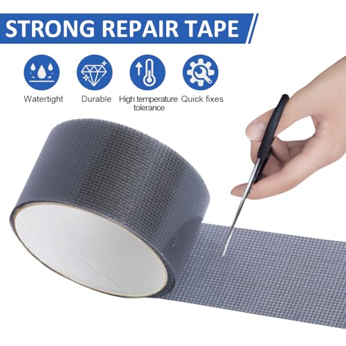 YZROHYI Reparaturband Fliegengitter Schwarz 5 cm X 10 m,Reparatur Klebeband Fliegengitter Flicken Selbstklebend,Glasfaser Reparaturband für Moskitonetz,Insektenschutz Reparaturset für Reparaturlöcher