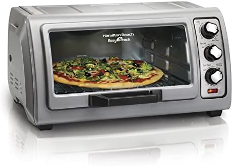 Hamilton Beach 6-Slice Countertop Toaster Oven with Easy Reach Roll-Top Door, Bake Pan, Silver (31127D)