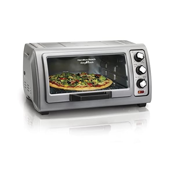 Hamilton Beach 6 Slice Countertop Toaster Oven With Easy Reach Roll-Top Door, Bake, Broil & Toast Functions, Auto Shutoff, Silver (31127D)