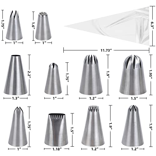 Alinbehbs Piping Bags And Tips Set Cake Decorating Kit 10 X-Large Stainless Steel Piping Tips And 20 Piping Bags #TOP1