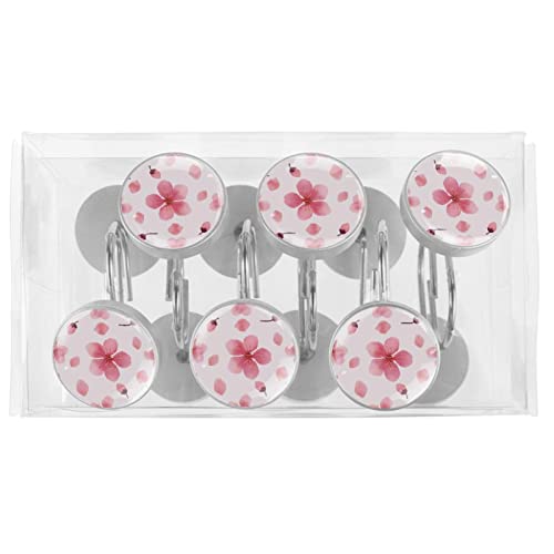 Crochets de rideau de douche fleur de cerisier en acier inoxydable x12 - 6