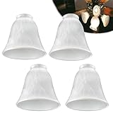 Dunkive 4 Pack Ceiling Fan Light Covers, Glass Ceiling Light Cover Transitional Style, Standard 2-1/8' Fitter Size Replacement Lamp Globes, Fan Lamp Fixtures Shades (Alabaster, 4-3/4'')