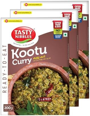 Tasty Nibbles Ready to Eat Kootu Curry 200g | Open Heat & Eat | No Food Additives Added | Japanese Retort Technology | Kerala Style Kootu Kari [Pack of 3]