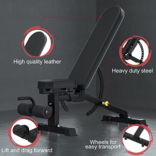 Vivitory 1000 Lb Heavy Duty Weight Bench, Adjustable & Foldable For Full Body Fitness, Ideal For Dumbbell & Barbell Press Workouts, Commercial-Grade Quality #TOP3