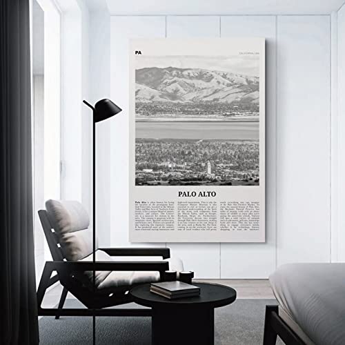 Palo Alto Print Black And White, Palo Alto Wall Art, Palo Alto Poster, Palo Alto Photo, Palo Alto Wa Poster Decorative Painting Canvas Wall Art Living Room Posters Bedroom Painting 16x24inch(40x60cm)